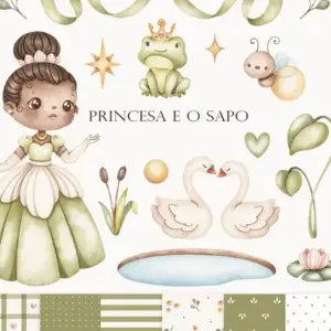 Kit PNG Princesa e o Sapo Personalizados e Papelaria Criativa