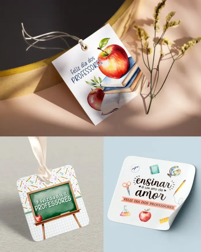 Tag Quadrada 6cm para Professores Personalização Digital - Imagem 3