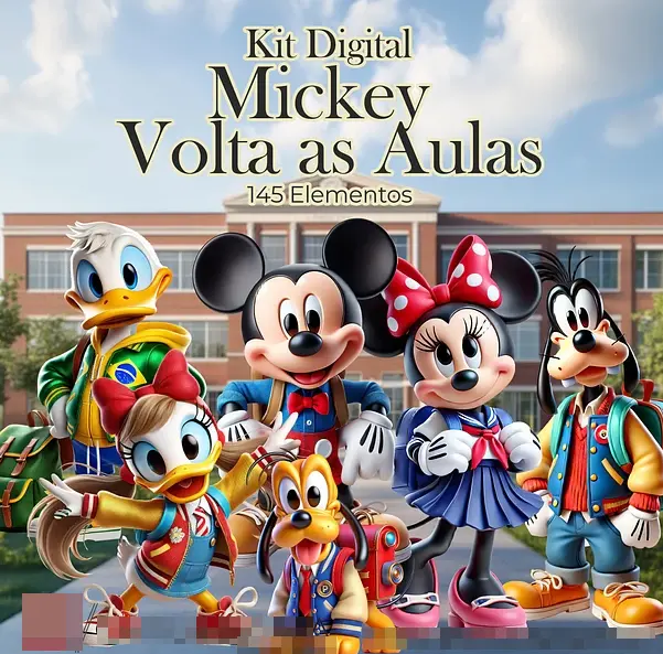 Kit PNG Mickey Volta as Aulas para Material Escolar 1 Kit PNG Mickey Volta as Aulas para Material Escolar
