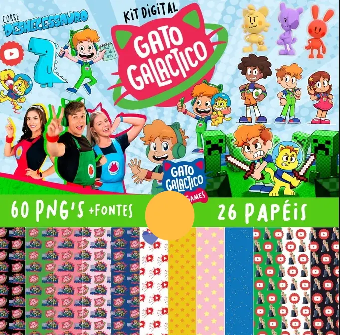 Kit Digital Gato Galatico Criativo para Artesanato 1 Kit Digital Gato Galatico Criativo para Artesanato