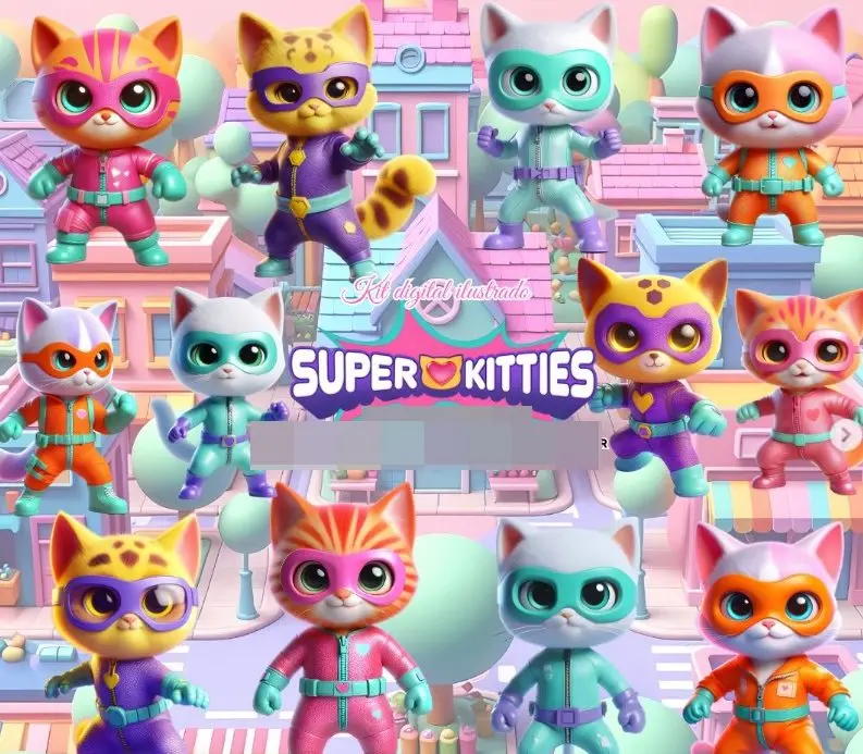 Kit Super Kitties Gatos PNG Sublimacao e Scrapbooking 1 Kit Super Kitties Gatos PNG Sublimacao e Scrapbooking