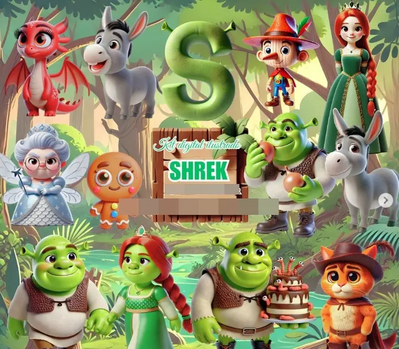Kit PNG Shrek e Fiona para Scrapbooking e Cartonagem 1 Kit PNG Shrek e Fiona para Scrapbooking e Cartonagem