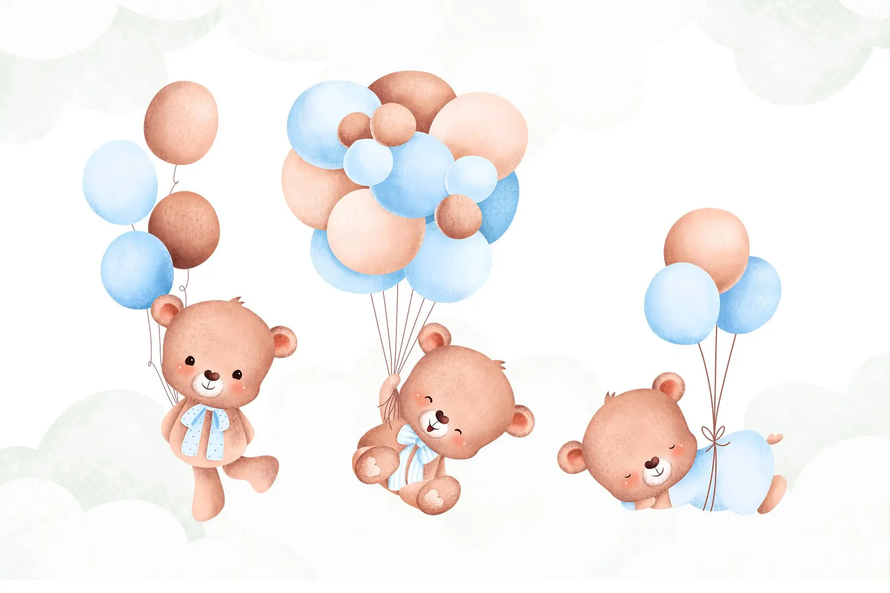 Baby Bear and Balloons: Clipart PNG Chá de Bebê Menino 2 Baby Bear and Balloons: Clipart PNG Chá de Bebê Menino - Imagem 2