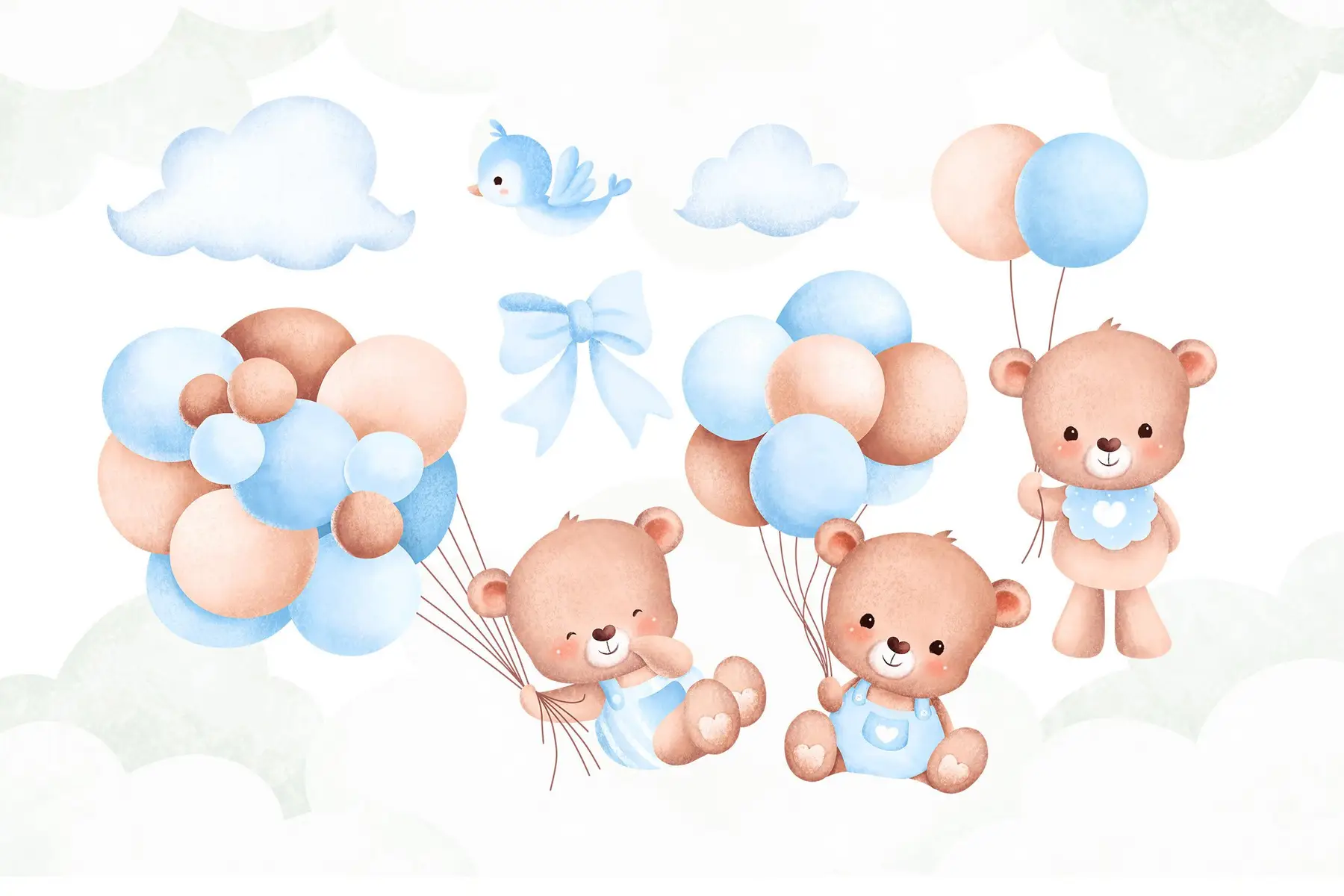 Baby Bear and Balloons: Clipart PNG Chá de Bebê Menino 3 Baby Bear and Balloons: Clipart PNG Chá de Bebê Menino - Imagem 3