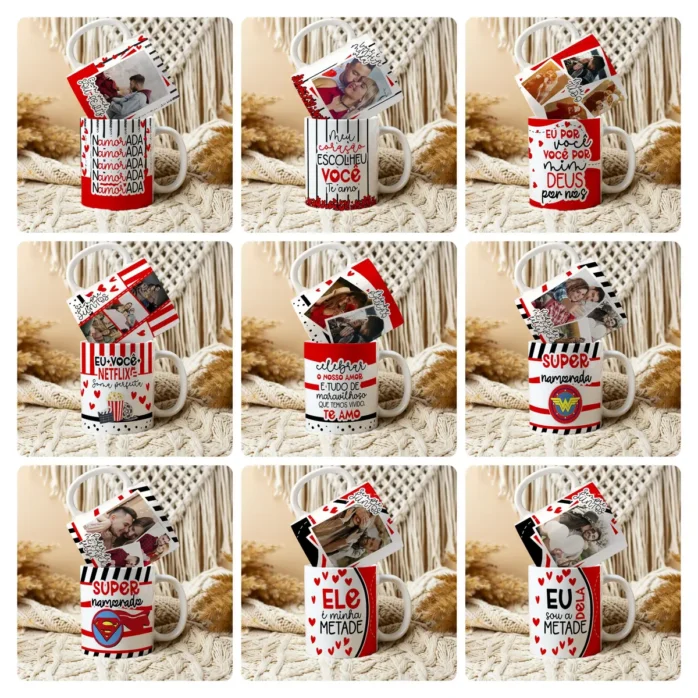 36 Designs Editáveis para Canecas e Almofadas