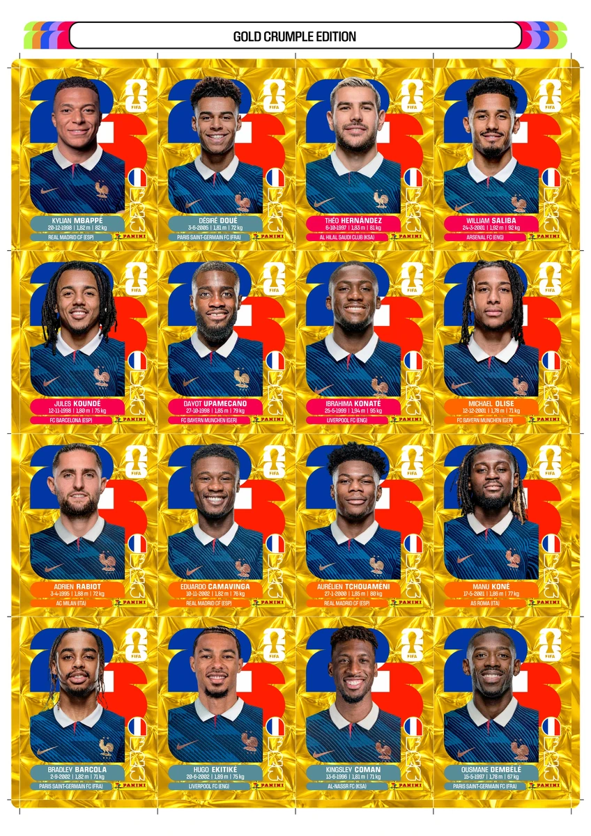 Todas Figurinhas Douradas Copa do Mundo 2026 para Imprimir 5 Todas Figurinhas Douradas Copa do Mundo 2026 para Imprimir - Imagem 5