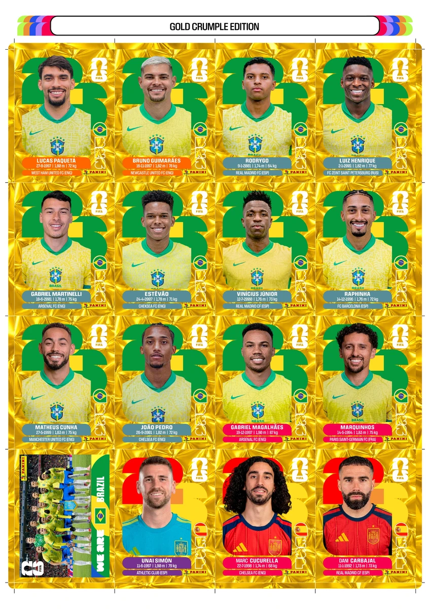 Todas Figurinhas Douradas Copa do Mundo 2026 para Imprimir 6 Todas Figurinhas Douradas Copa do Mundo 2026 para Imprimir - Imagem 6