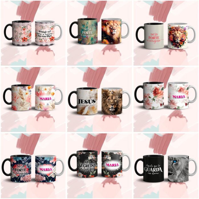 45 Estampas Caneca Gospel Religião Cristianismo Sublimação