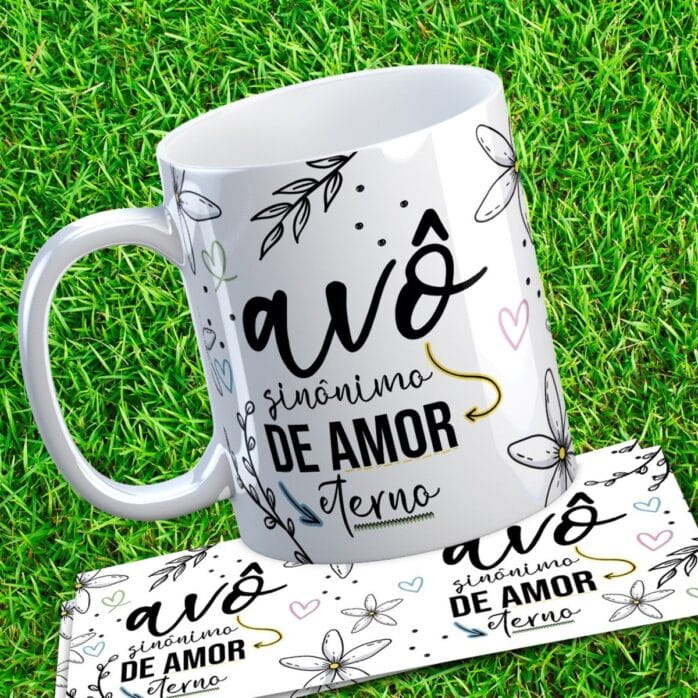 5 Artes Canecas Dia dos Avós Amor Eterno - Png e Corel
