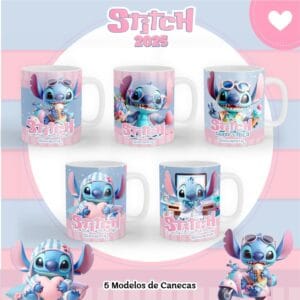 5 Artes Canecas Stitch Png e pdf