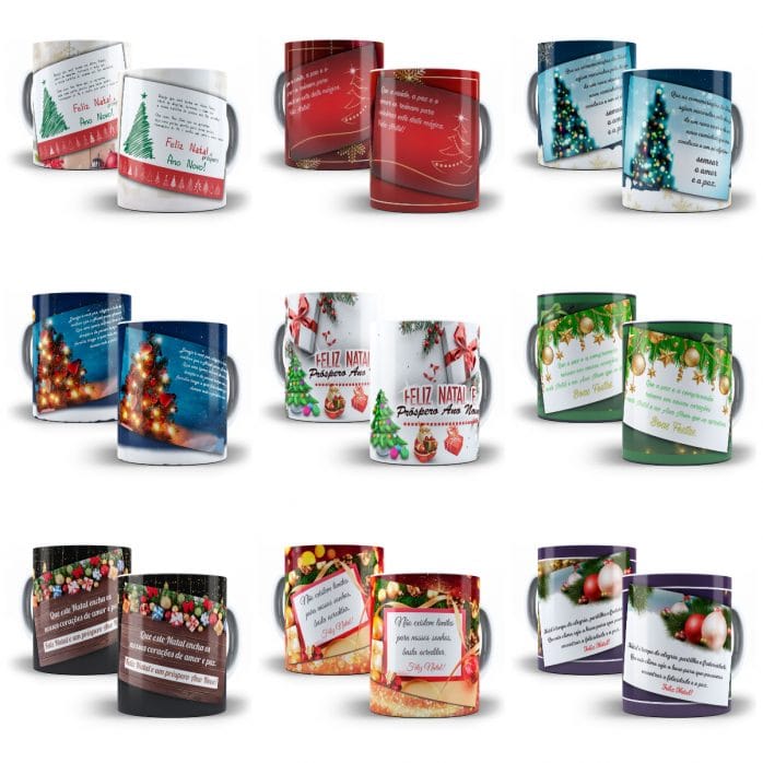 54 Estampas Artes Caneca Frases Natalinas Natal Sublimação