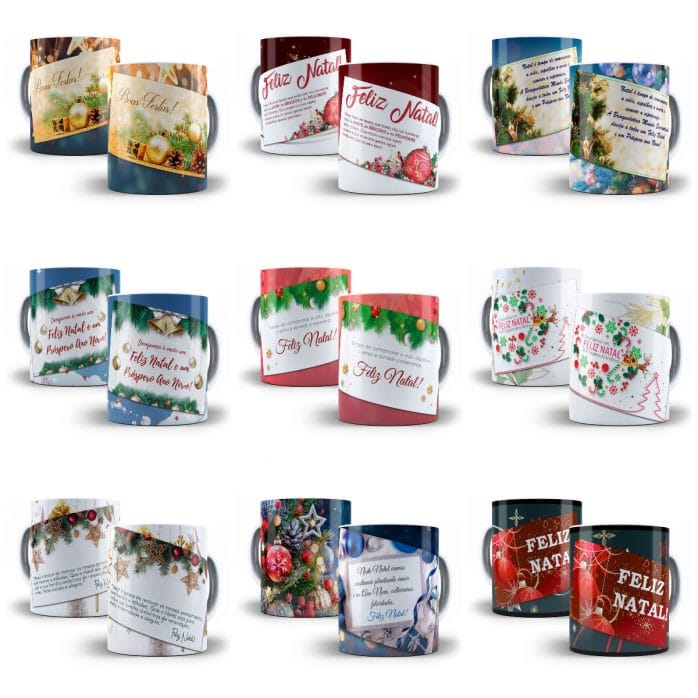 54 Estampas Artes Caneca Frases Natalinas Natal Sublimação