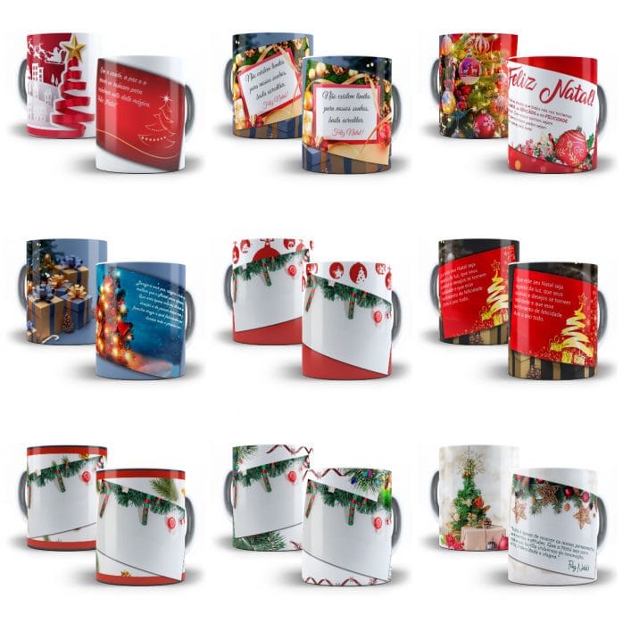 54 Estampas Artes Caneca Frases Natalinas Natal Sublimação