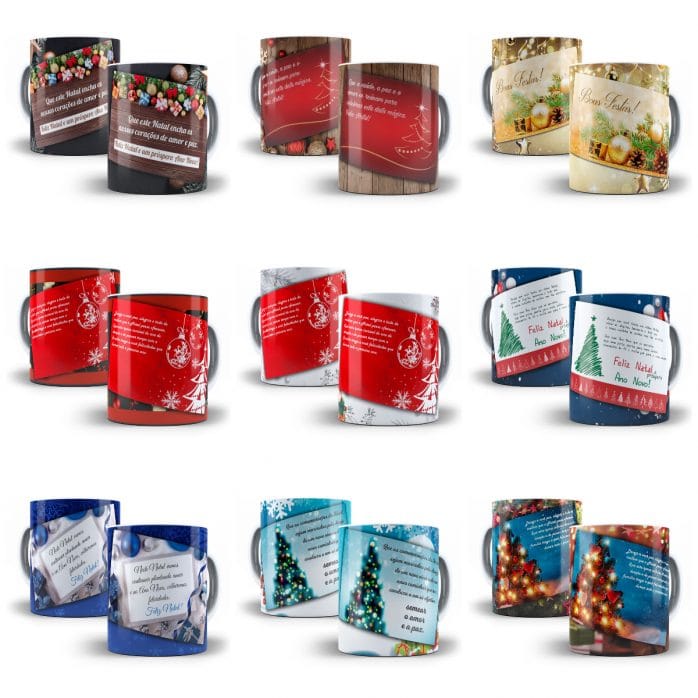 54 Estampas Artes Caneca Frases Natalinas Natal Sublimação