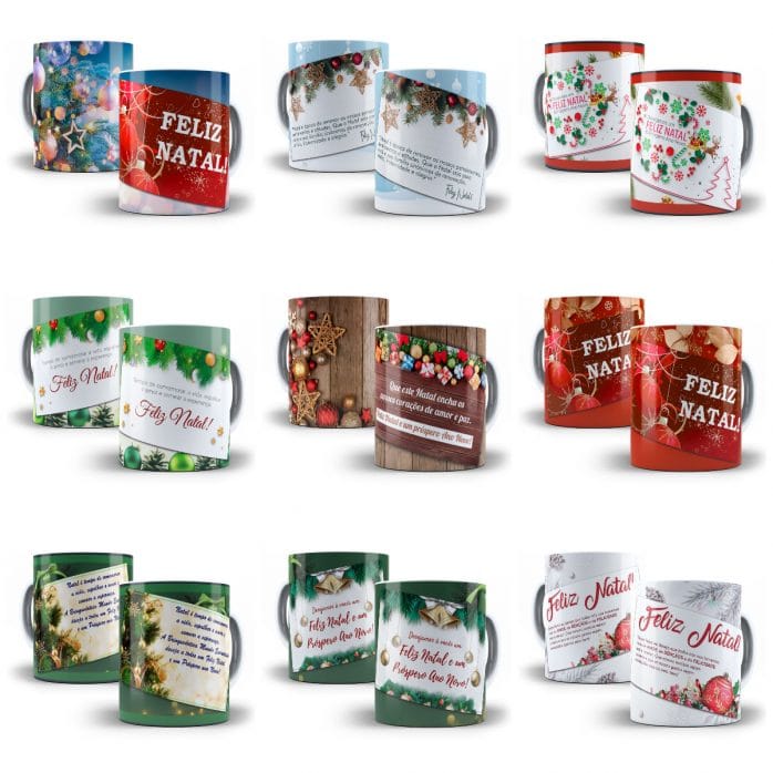 54 Estampas Artes Caneca Frases Natalinas Natal Sublimação