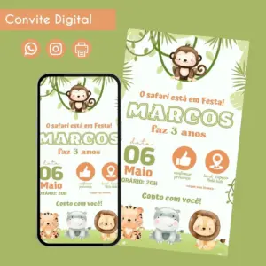 Convite Safari Masculino Personalizado para Aniversário 3 68453
