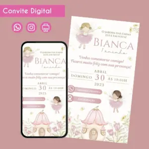 Convite Digital Jardim das Fadas para Festa Infantil 20 68460