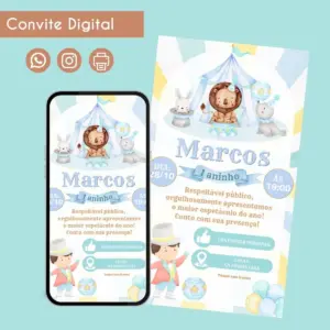 Convite Digital Circo Menino Azul Personalizado 19 68516