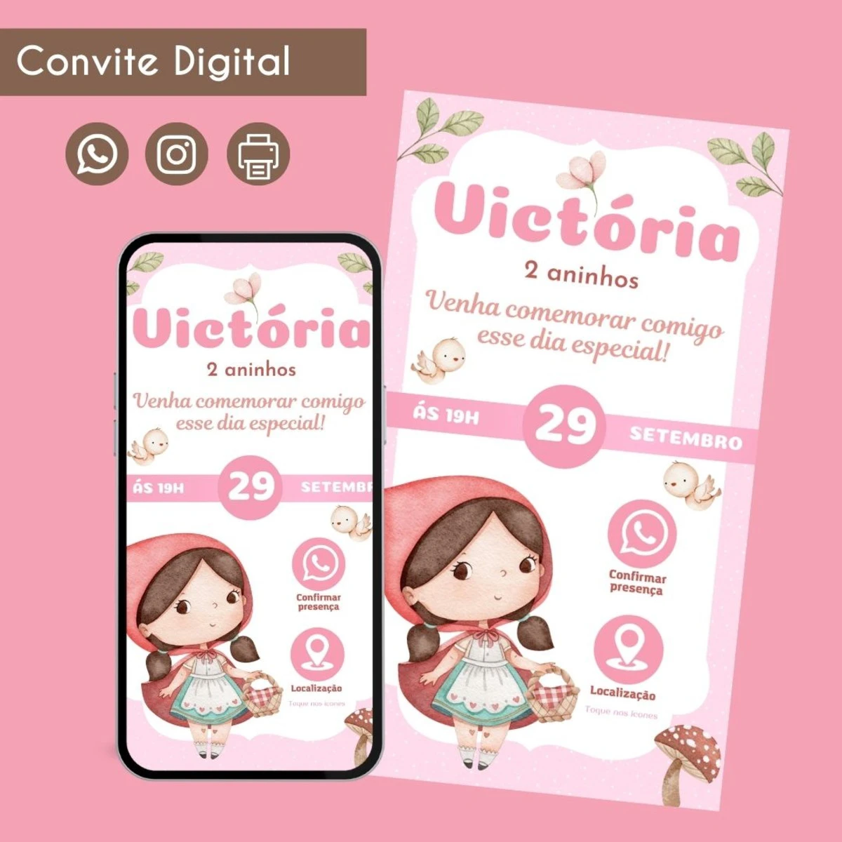 Convite Digital Chapeuzinho Vermelho Personalizado 1 Convite Digital Chapeuzinho Vermelho Personalizado