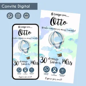 Convite Digital O Tempo Voa Festa Infantil Aquarela 20 68577