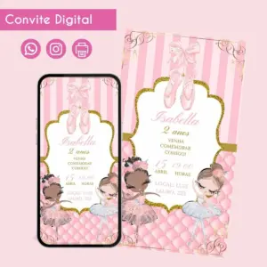 Convite Digital de Bailarina para Aniversário Personalizado 13 68581