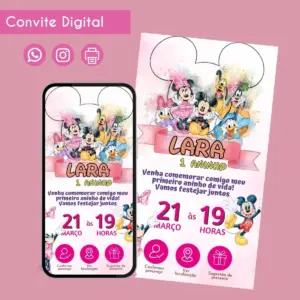 Convite Digital Turma do Mickey Aquarela Personalizado 21 68618