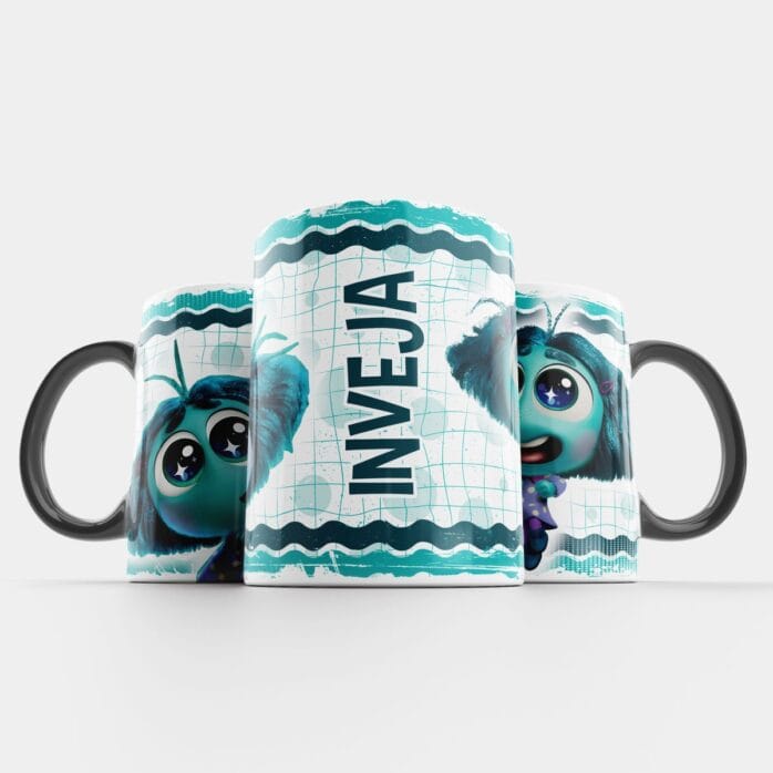 9 Artes Caneca Divertida-Mente 2 Nojinho Alegria Medo Raiva