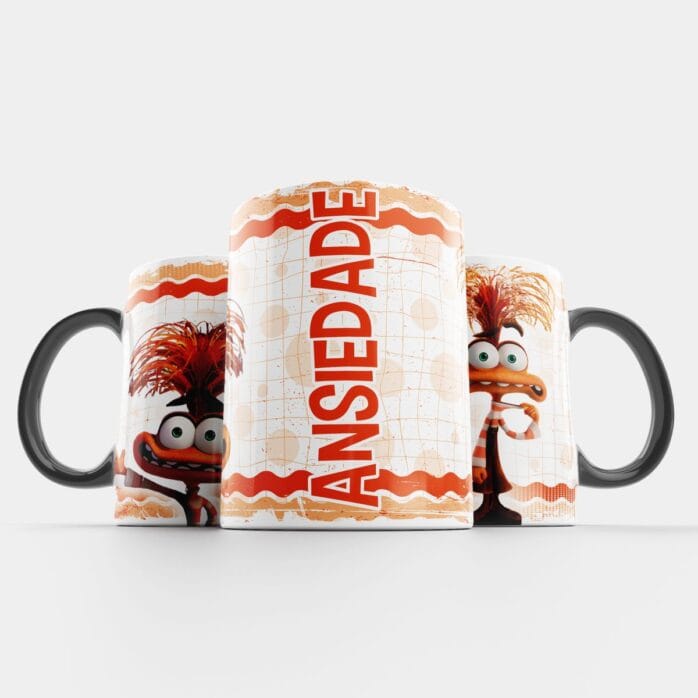 9 Artes Caneca Divertida-Mente 2 Nojinho Alegria Medo Raiva