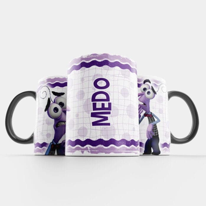 9 Artes Caneca Divertida-Mente 2 Nojinho Alegria Medo Raiva