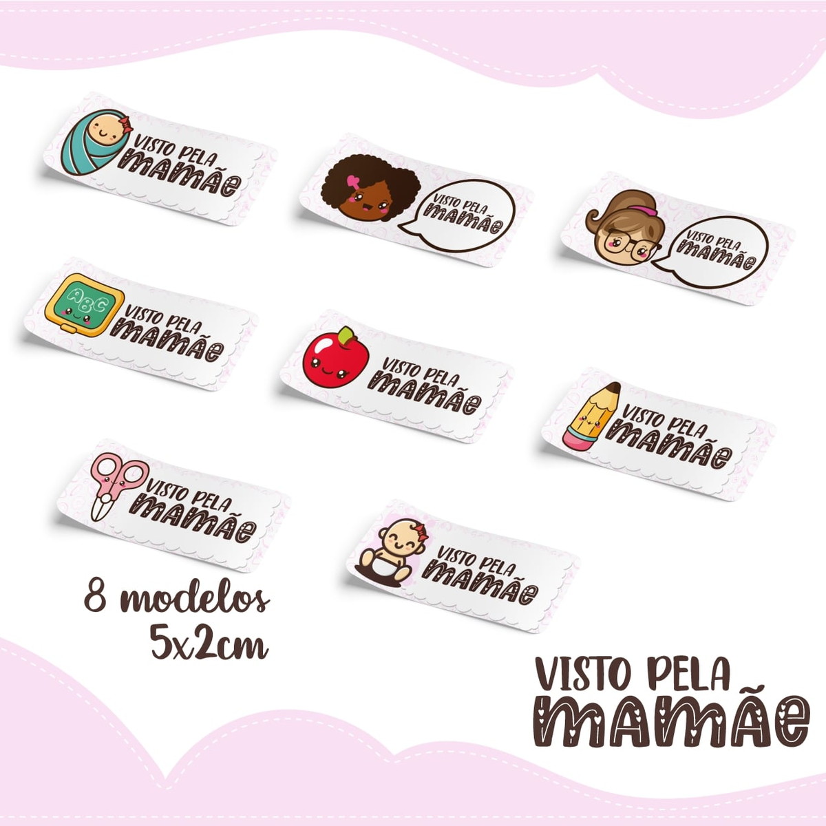 Adesivos Visto pela Mamãe Menino e Menina Digital 2 Adesivos Visto pela Mamãe Menino e Menina Digital - Imagem 2