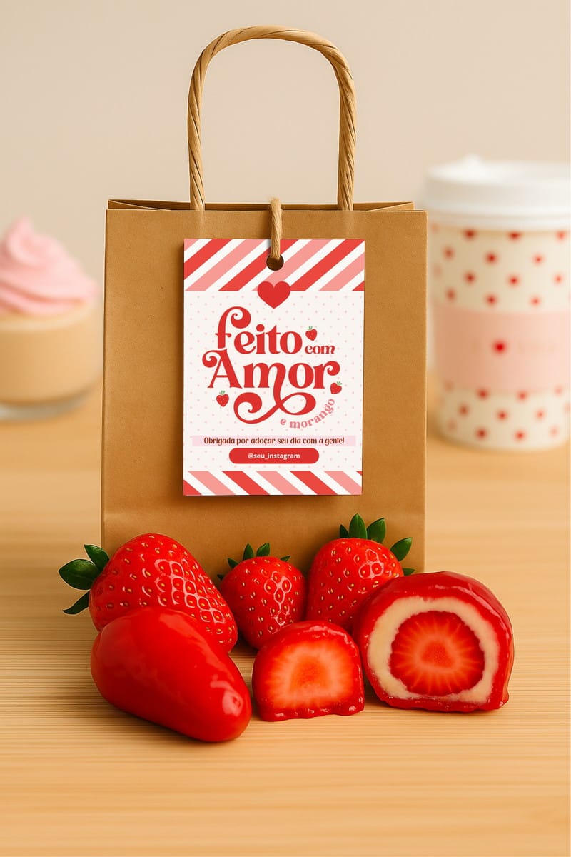 Kit Adesivos e Tags Morango Amor Canva para Embalagem 2 Kit Adesivos e Tags Morango Amor Canva para Embalagem - Imagem 2