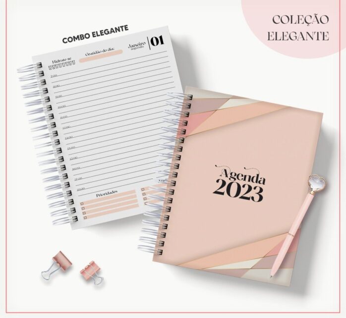 Agenda 2023 Rosa com Formas Geométricas