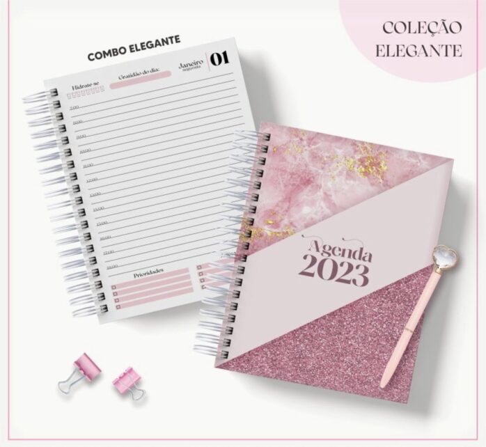 Agenda 2023 Rosa com Glitter