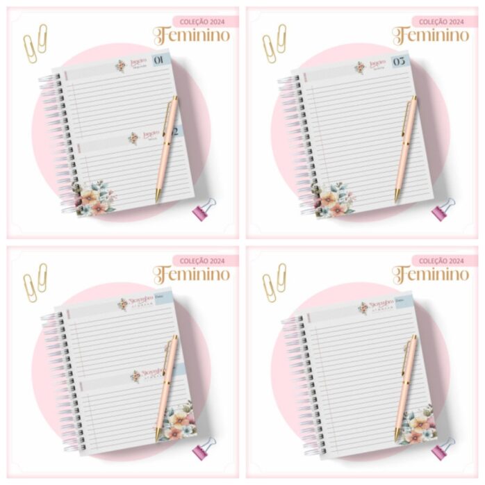 Agenda 2024 Floral e Rosa
