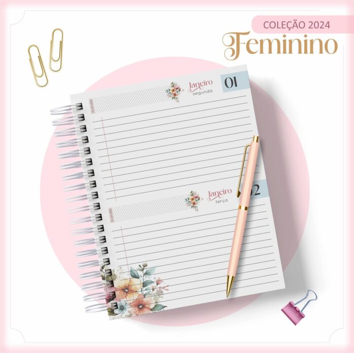 Agenda 2024 Floral e Rosa