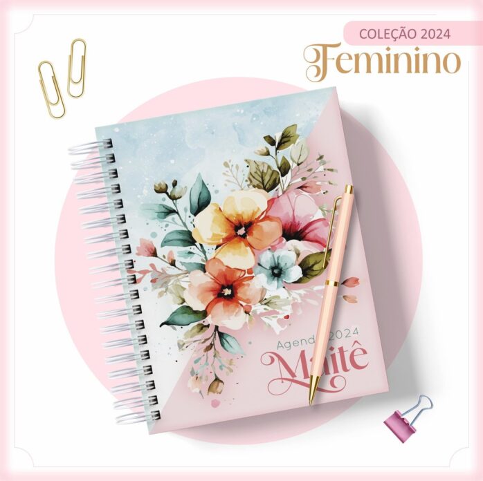 Agenda 2024 Floral e Rosa
