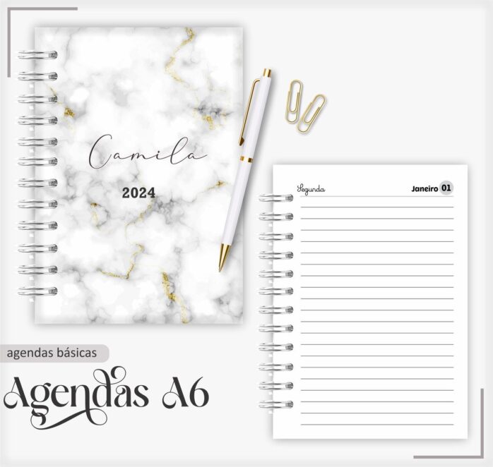Agenda 2024 Marble Cinza