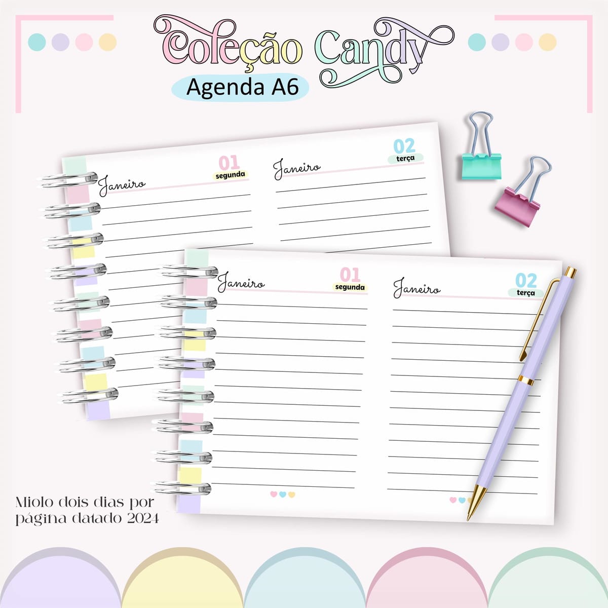 Agenda A6 Horizontal Digital com Tema Candy para Sublimação 2 Agenda A6 Horizontal Digital com Tema Candy para Sublimação