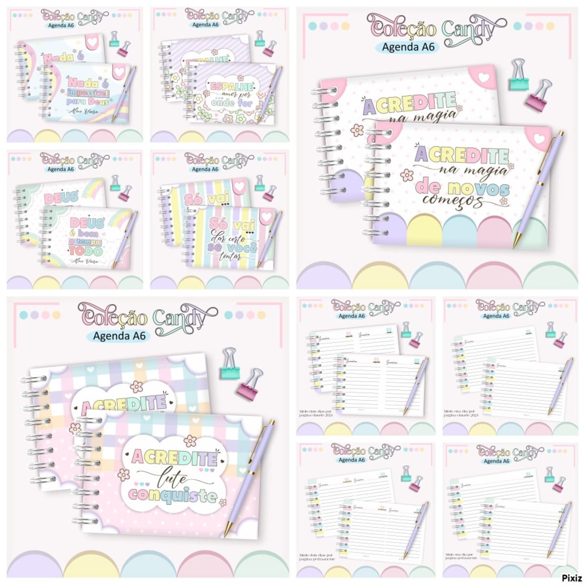 Agenda A6 Horizontal Digital com Tema Candy para Sublimação 1 Agenda A6 Horizontal Digital com Tema Candy para Sublimação