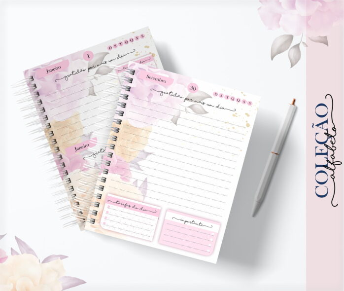 Agenda Alfabeto Floral Rosa