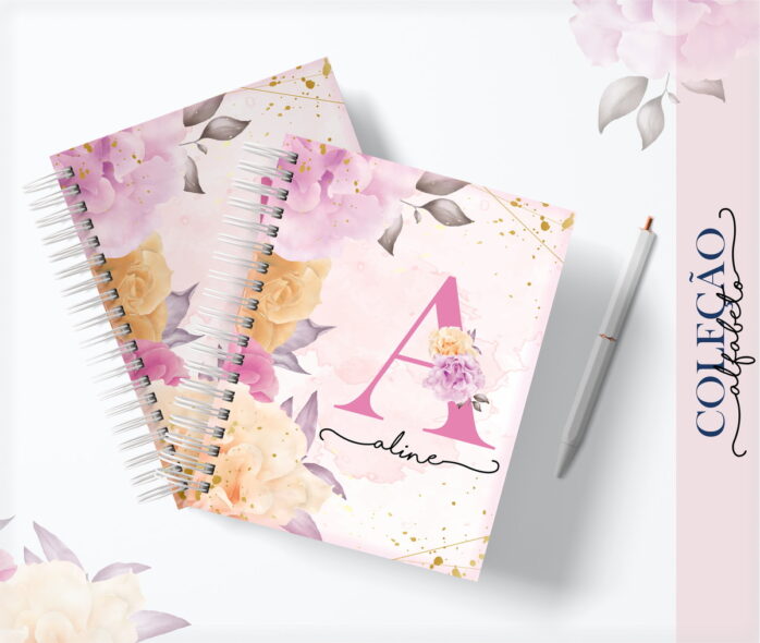 Agenda Alfabeto Floral Rosa