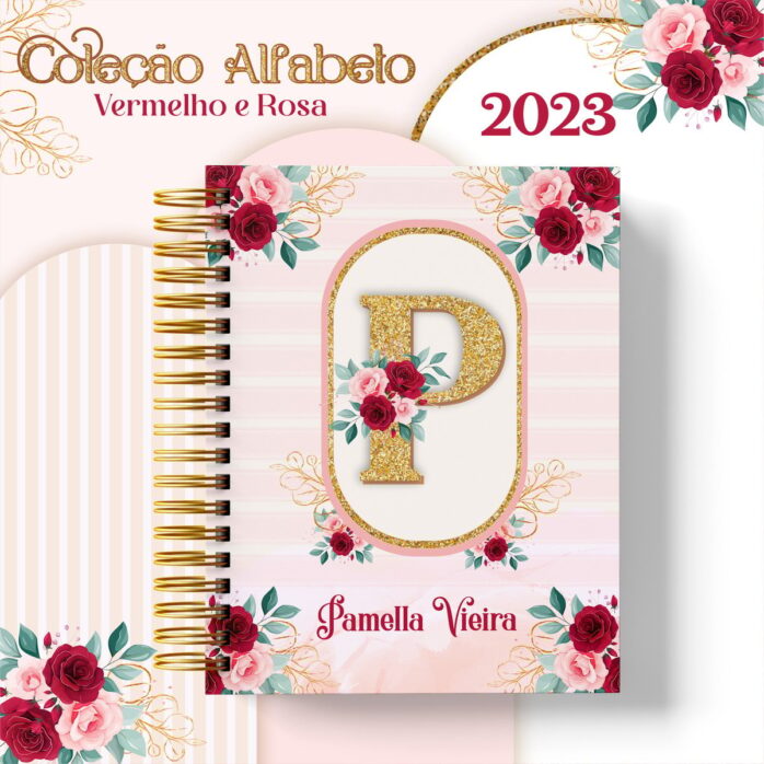 Agenda Alfabeto Vermelho e Rosa