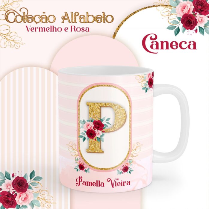 Agenda Alfabeto Vermelho e Rosa