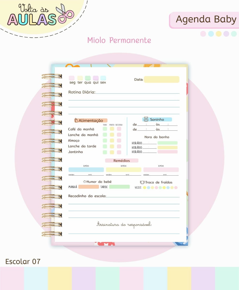 Agenda Berçário Baby Kit Digital A5 para Imprimir 2 Agenda Berçário Baby Kit Digital A5 para Imprimir - Imagem 2