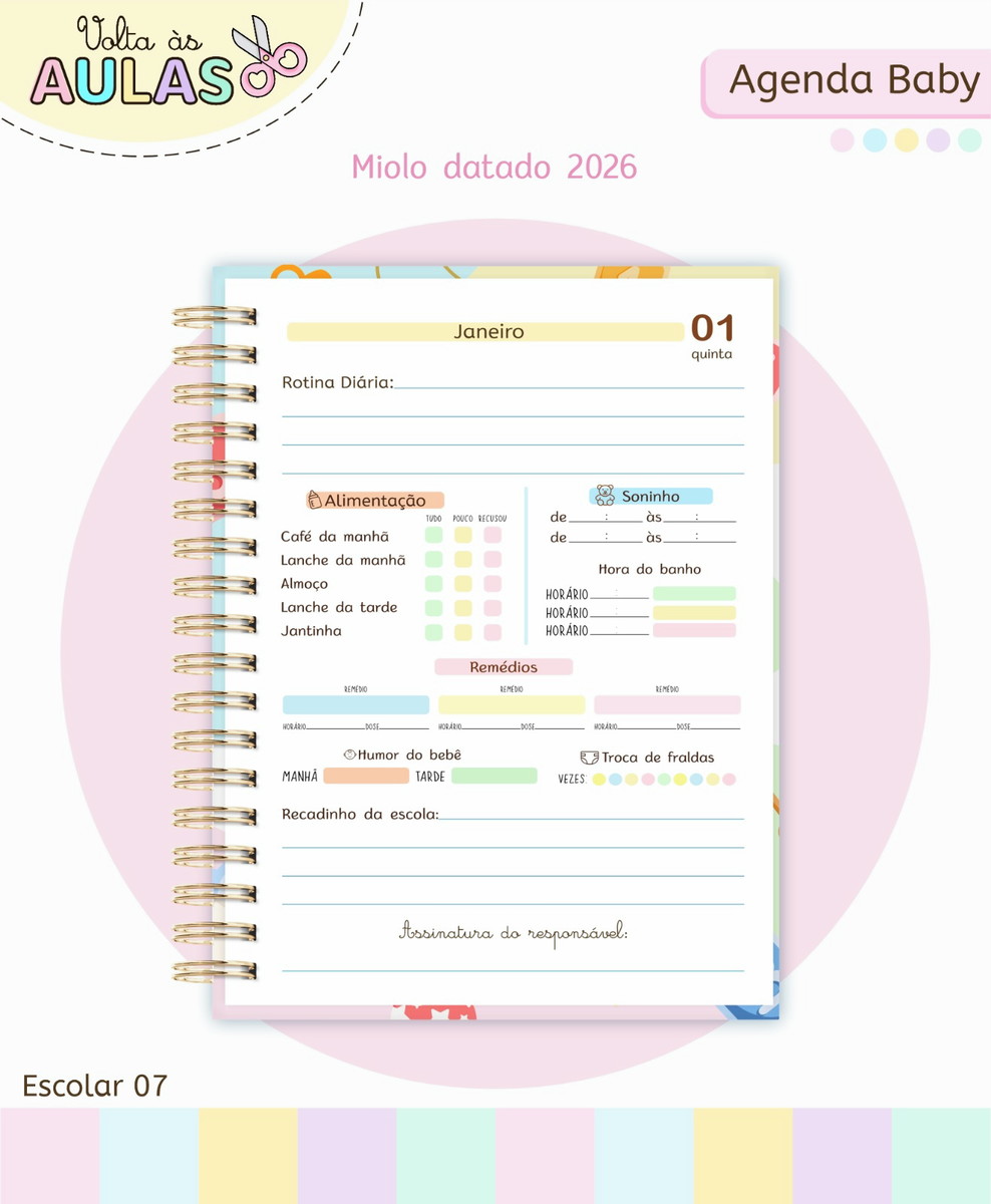 Agenda Berçário Baby Kit Digital A5 para Imprimir 5 Agenda Berçário Baby Kit Digital A5 para Imprimir - Imagem 5