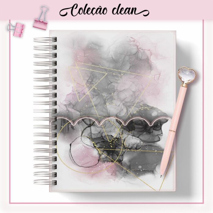 Agenda Clean Pink Black Datada 2023