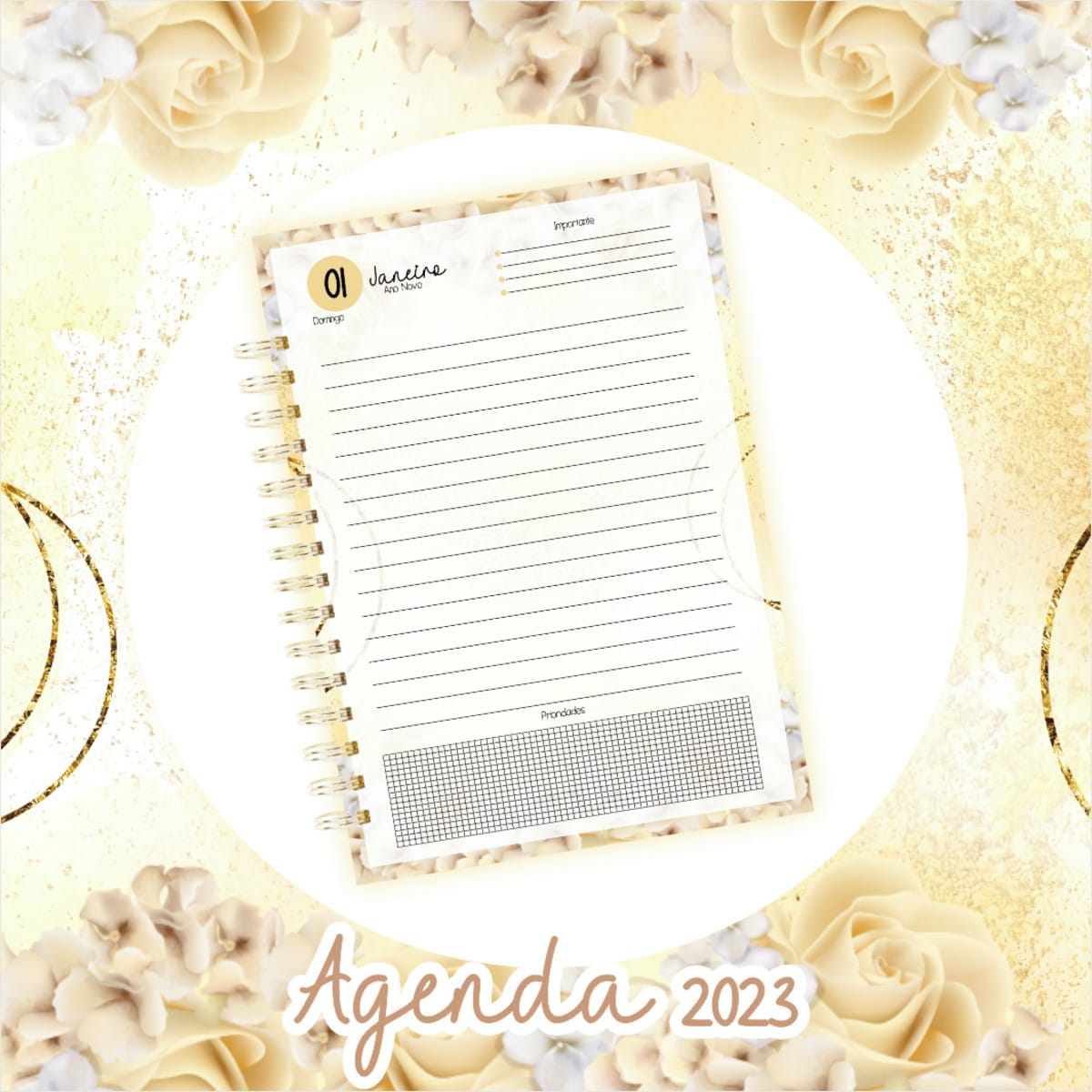 Agenda Datada 2023 Floral Confeiteira Digital para Imprimir 2 Agenda Datada 2023 Floral Confeiteira Digital para Imprimir - Imagem 2