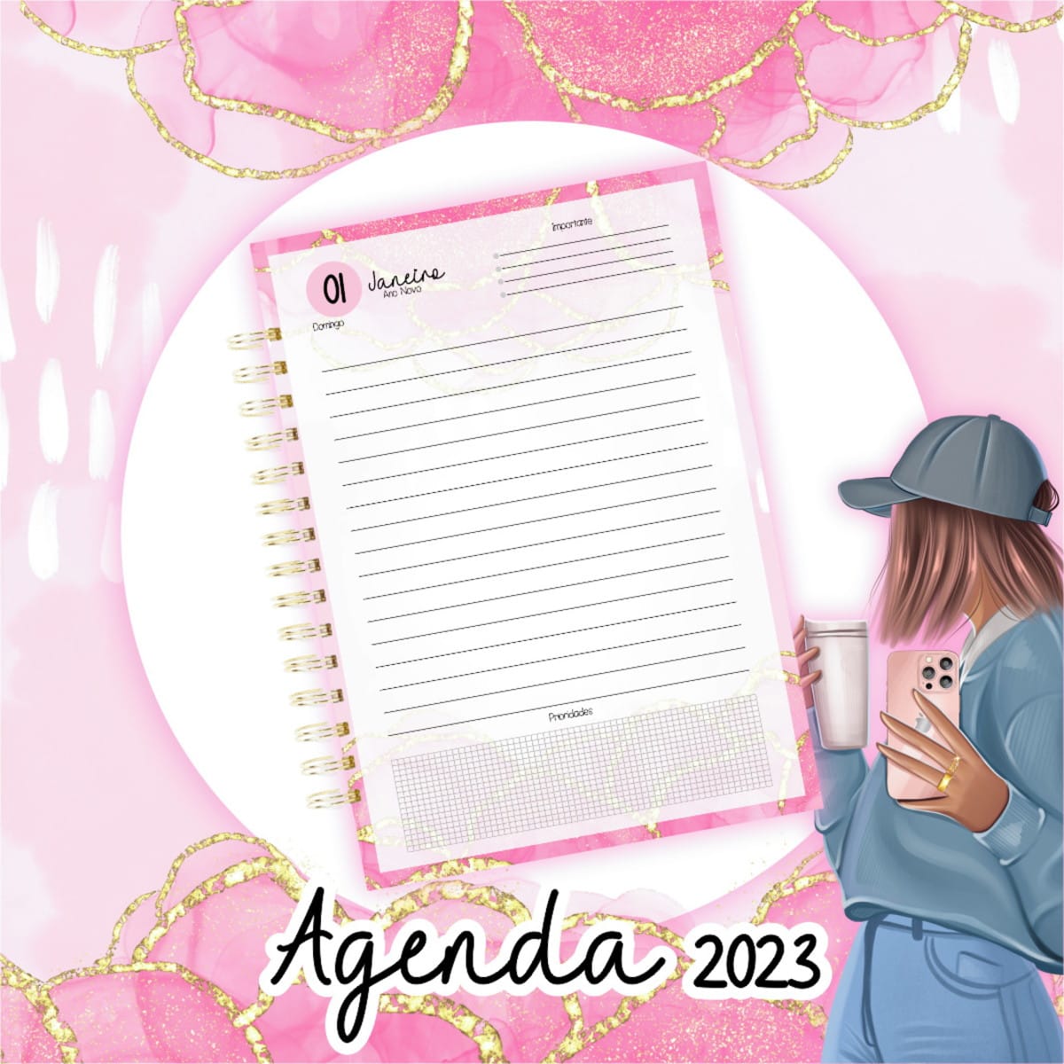 Agenda Datada 2023 Digital para Imprimir e Personalizar 2 Agenda Datada 2023 Digital para Imprimir e Personalizar - Imagem 2