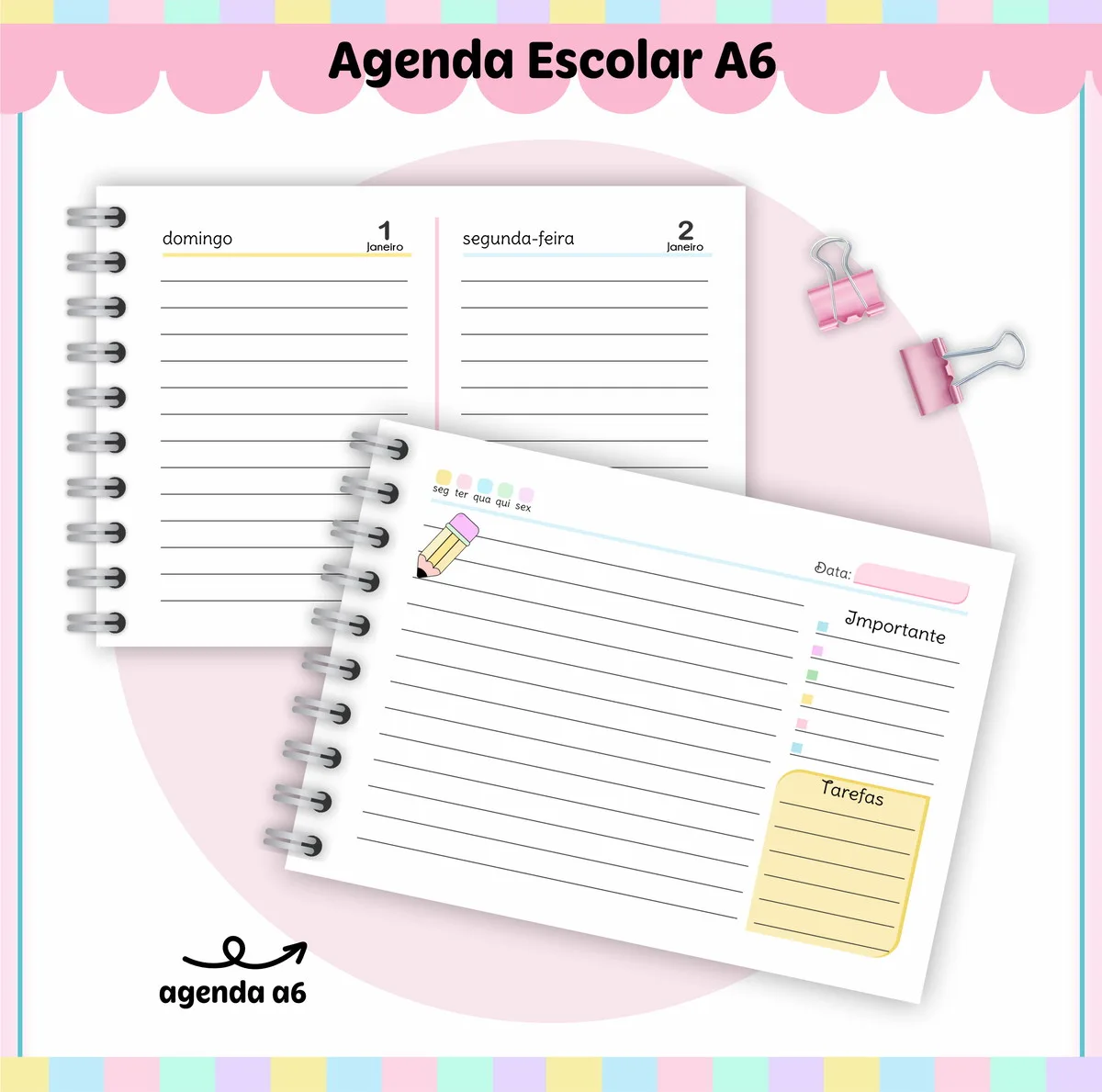 Agenda Escolar A6 Digital para Imprimir e Personalizar 3 Agenda Escolar A6 Digital para Imprimir e Personalizar - Imagem 3