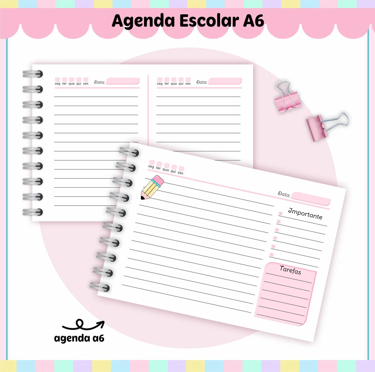 Agenda Escolar A6 Digital para Imprimir e Personalizar 4 Agenda Escolar A6 Digital para Imprimir e Personalizar - Imagem 4
